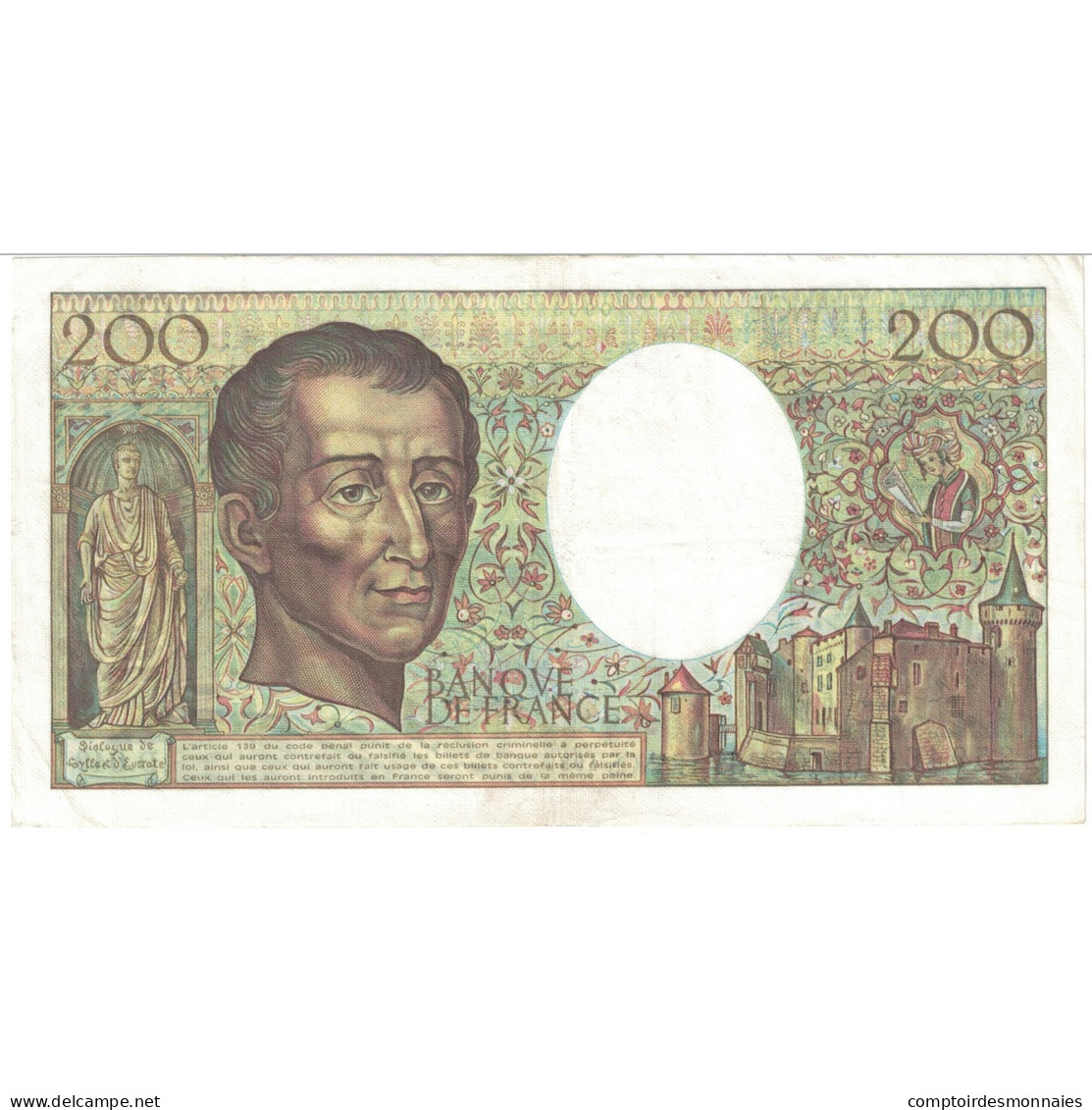 France, 200 Francs, Montesquieu, 1987, U.049, TTB, Fayette:70.7, KM:155b - 200 F 1981-1994 ''Montesquieu''