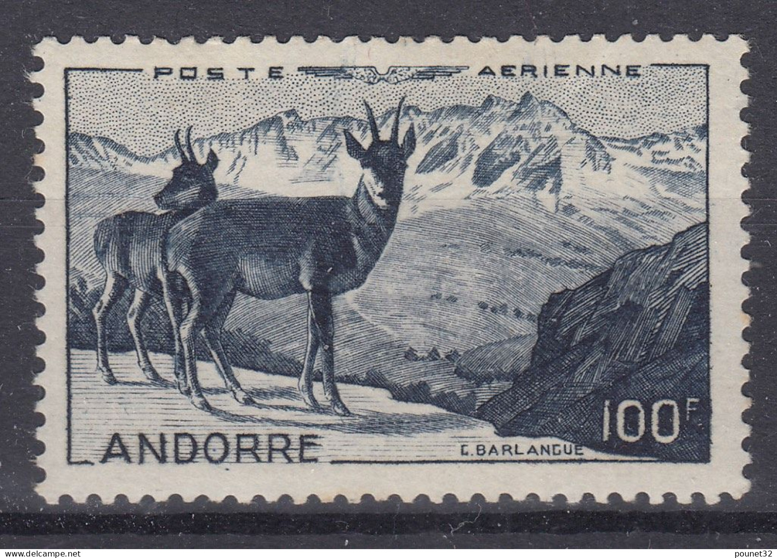 TIMBRE ANDORRE POSTE AERIENNE ISARDS N° 1 NEUF ** GOMME SANS CHARNIERE - COTE 110 € - Poste Aérienne