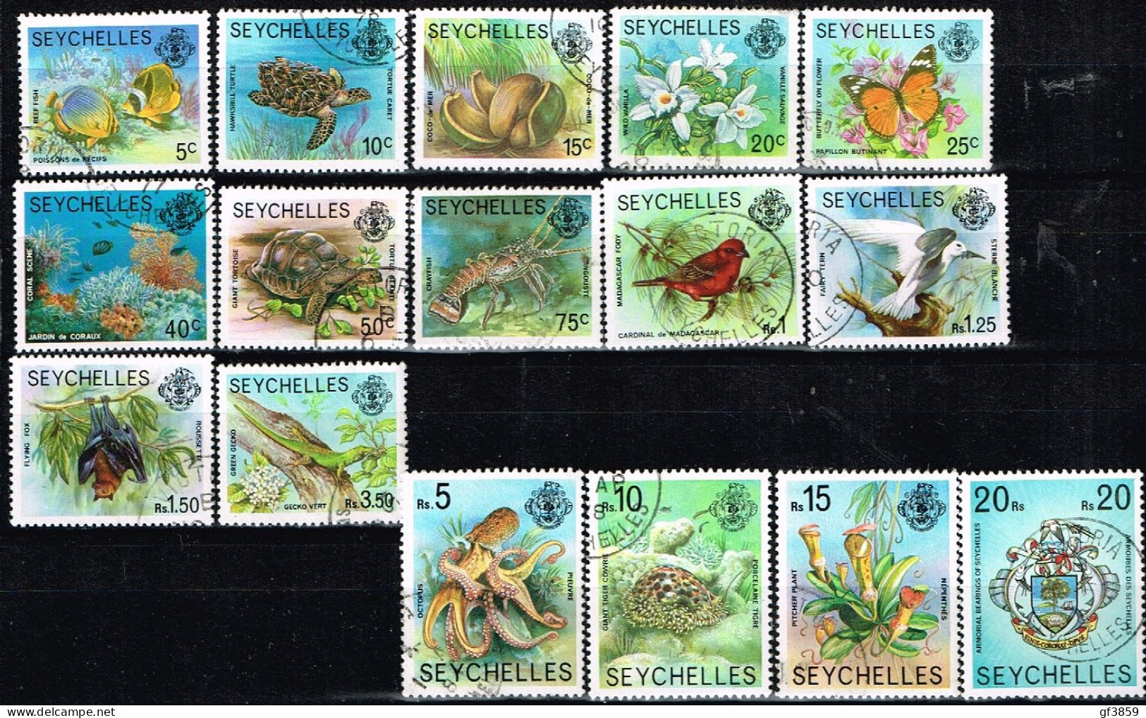 SEYCHELLES / Oblitérés / Used / 1977 - Série Courante / Faune Et Flore (série Complète) - Seychelles (1976-...)