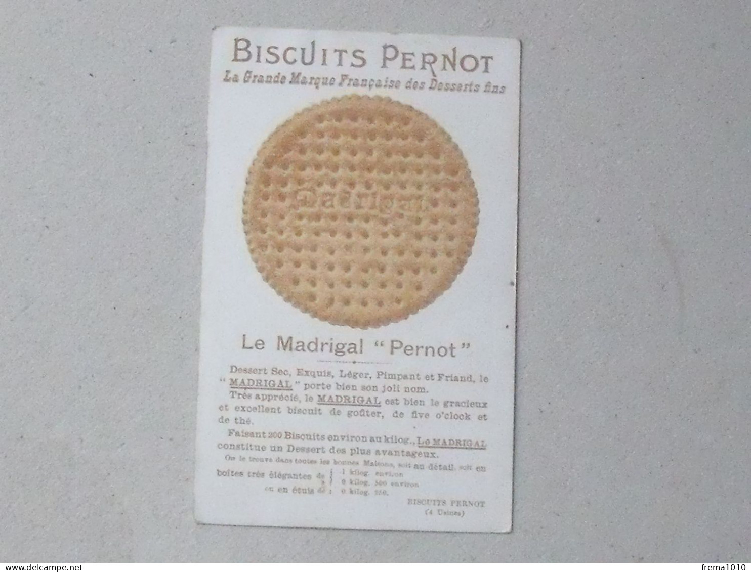 CHROMO Biscuits PERNOT (DIJON): MADRIGAL Dessert Sec Exquis Et Léger - Thé Demoiselle Bourgeoisie Fleur - Pernot