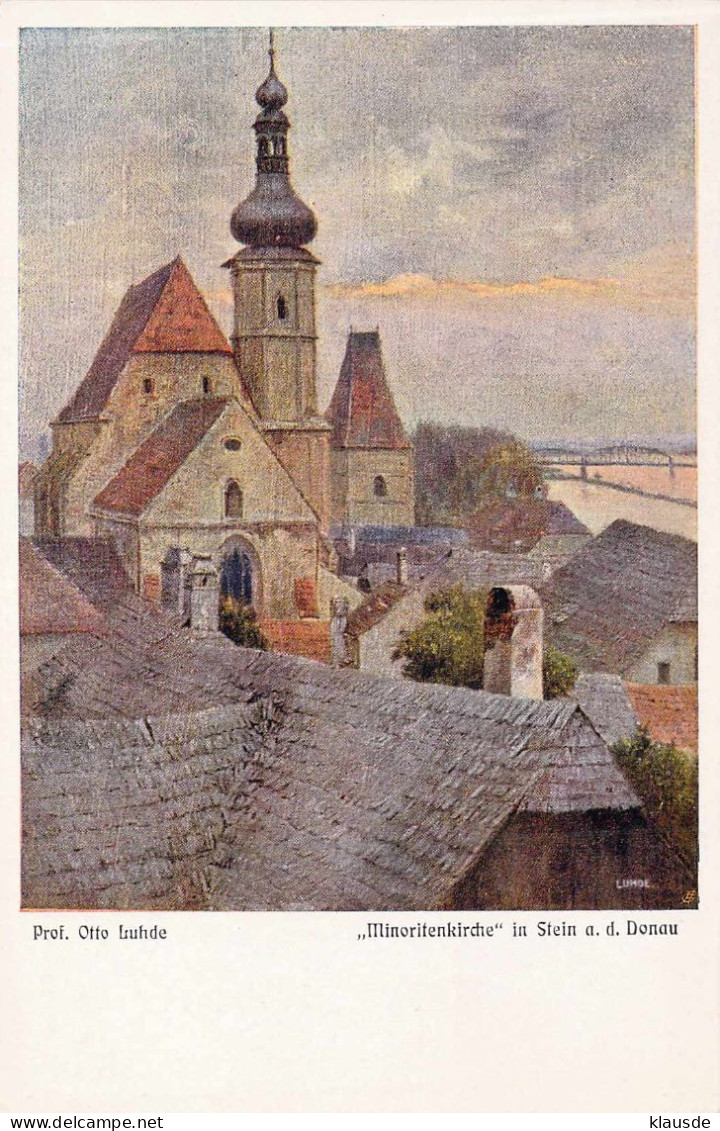 Stein A.d.Donau - Minoritenkirche (Künstlerkarte) Otto Isude - Wachau
