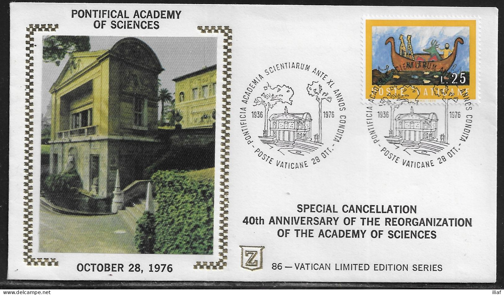 Vatican City.   40th Anniversary Of The Reorganization Of The Pontifical   Academy Of Science.  Special Cancellation - Cartas & Documentos
