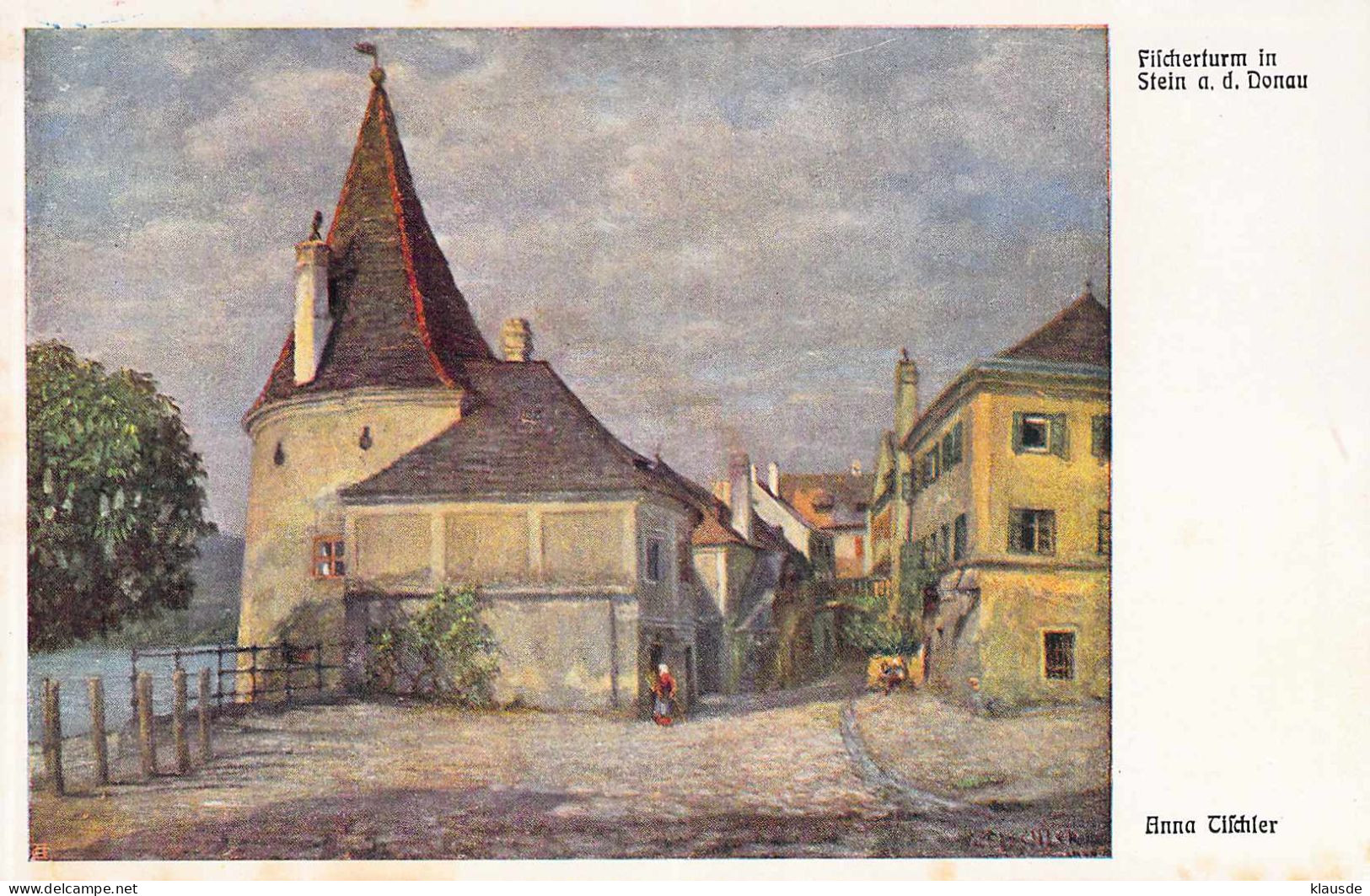 Stein A.d.Donau - Fischerturm (Künstlerkarte) Anns Tischler - Wachau