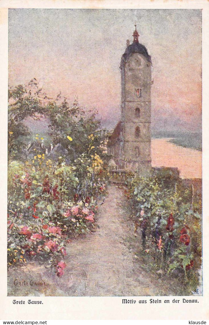 Motiv Aus Stein A.d.Donau - Fischerturm (Künstlerkarte) Grete Gause - Wachau