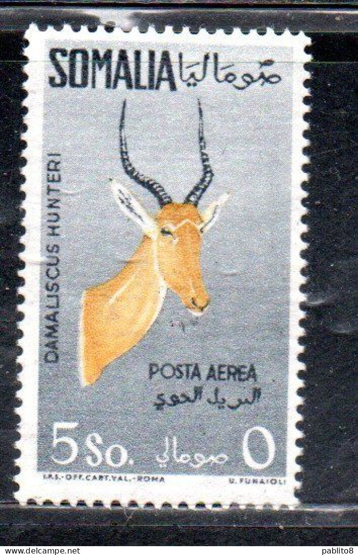 SOMALIA AFIS 1959 POSTA AEREA AIR MAIL FAUNA ANIMALI ANIMALS DAMALISCUS HUNTERI SOMALI 5s MNH - Somalië (AFIS)