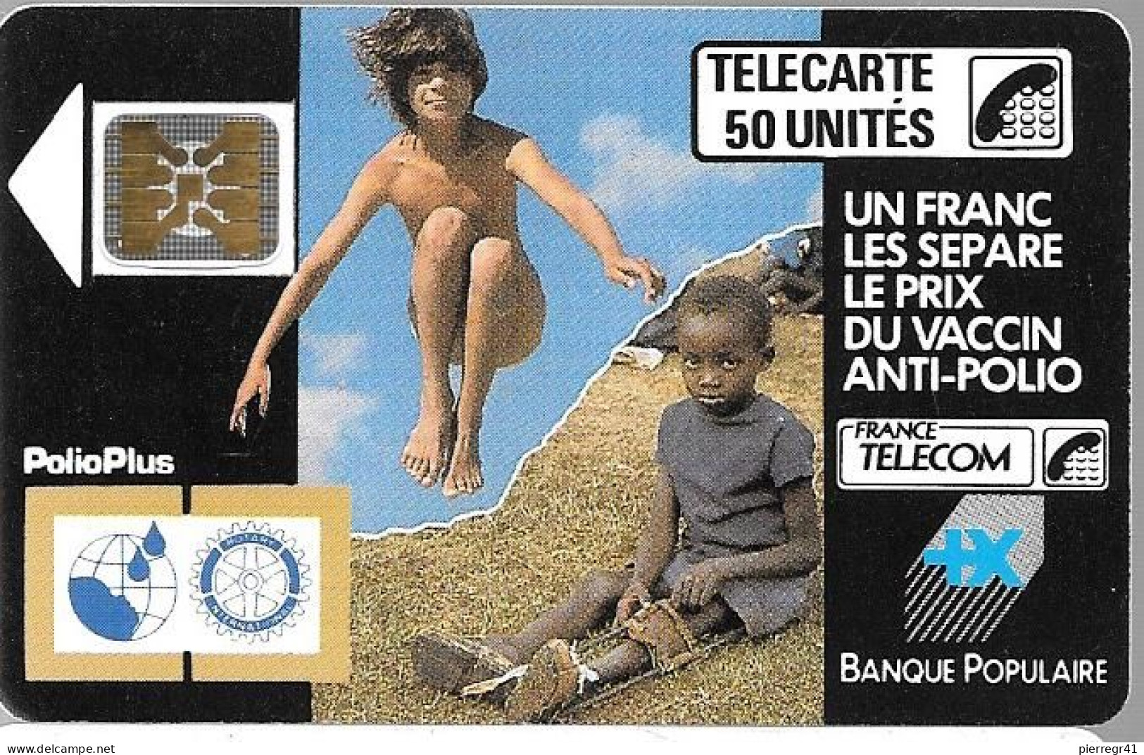 CARTE-PUBLIC-1988-F 27A--SC4On-50U-POLIO +-UTILISEE-V°N°6Pe 103003-Utilisé-TB E-LUXE - 1988