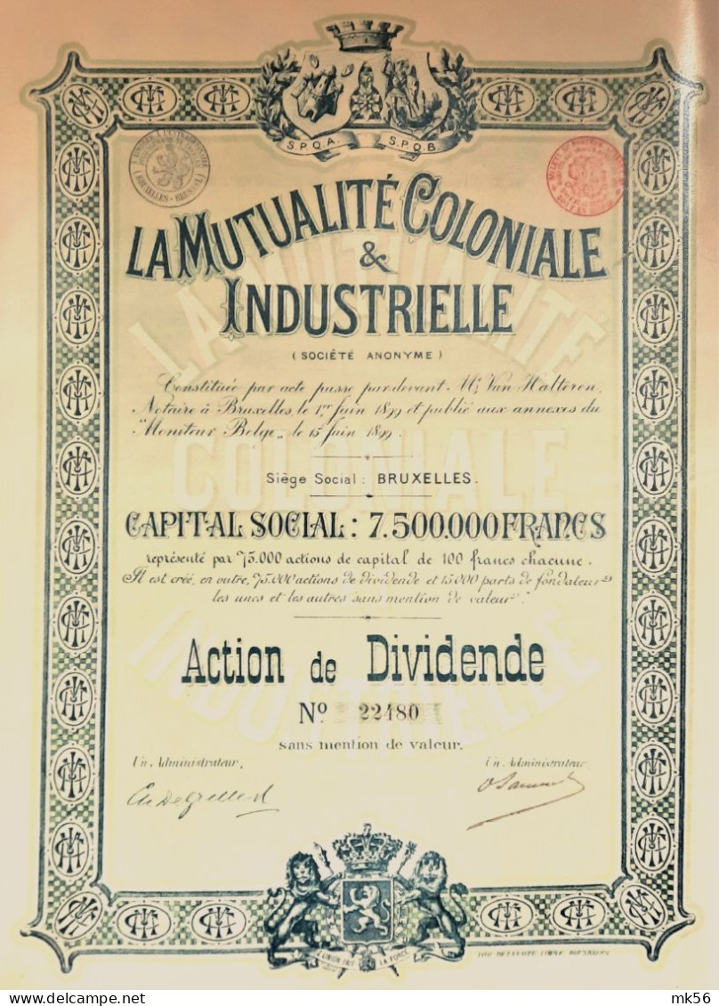 La Mutualité Coloniale Et Industrielle (1899 !!) - Bruxelles - Afrique