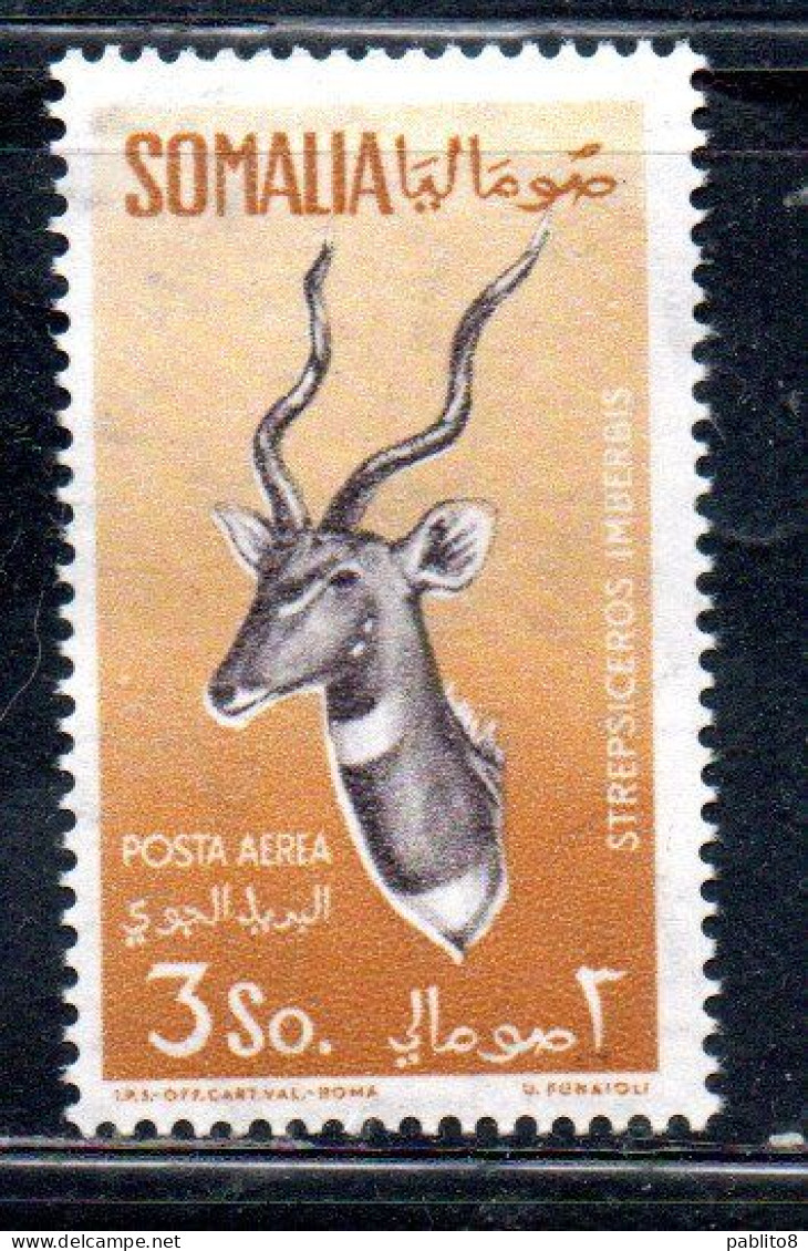 SOMALIA AFIS 1958 POSTA AEREA AIR MAIL FAUNA ANIMALI ANIMALS STREPSICEROS IMBERBIS SOMALI 3s MNH - Somalia (AFIS)