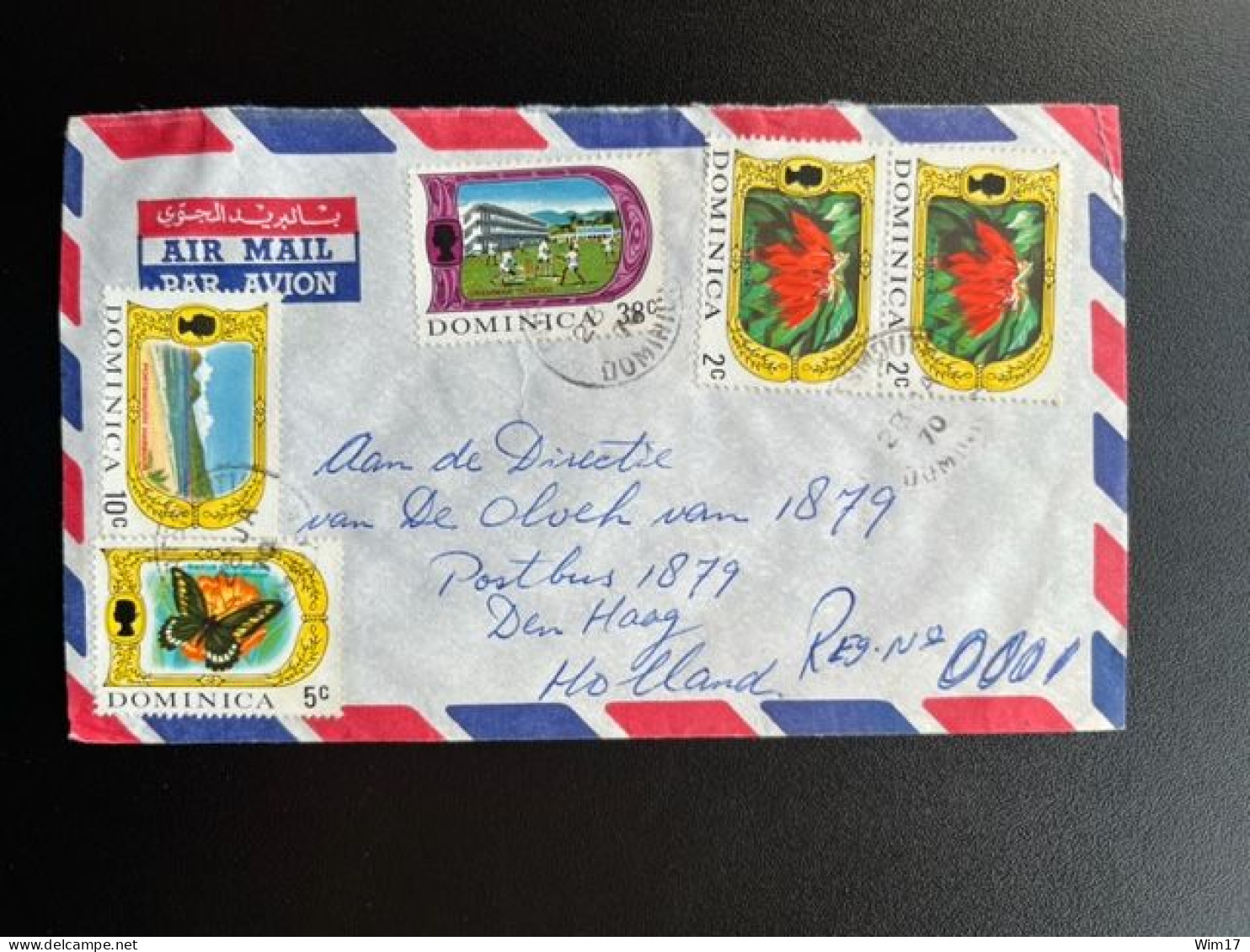 DOMINICA 1970 AIR MAIL LETTER PORTSMOUTH TO 'S GRAVENHAGE 28-01-1970 - Dominica (...-1978)