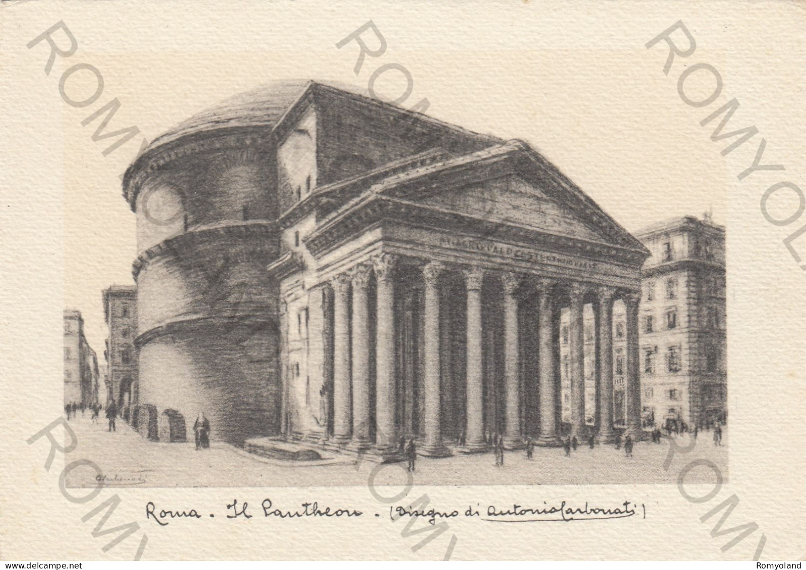 CARTOLINA  ROMA,LAZIO-IL PANTHEON-(DISEGNO DI ANTONIO CARBONATI)-STORIA,MEMORIA,CULTURA,RELIGIONE,NON VIAGGIATA - Panthéon