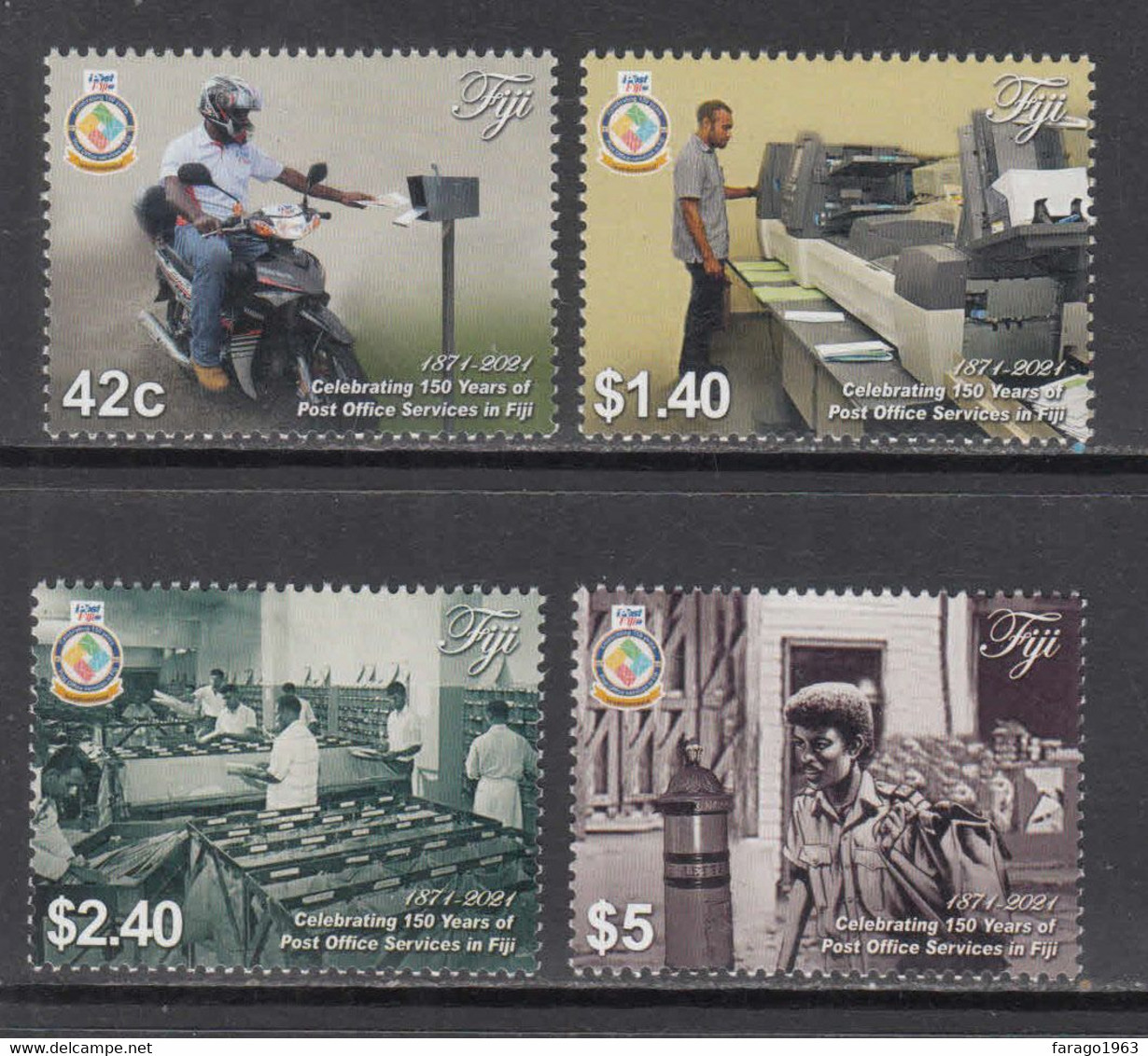 2021 Fiji Post Office Services Motorcycles Letterboxes  Complete Set Of 4 MNH @ BELOW FACE VALUE - Fidji (1970-...)