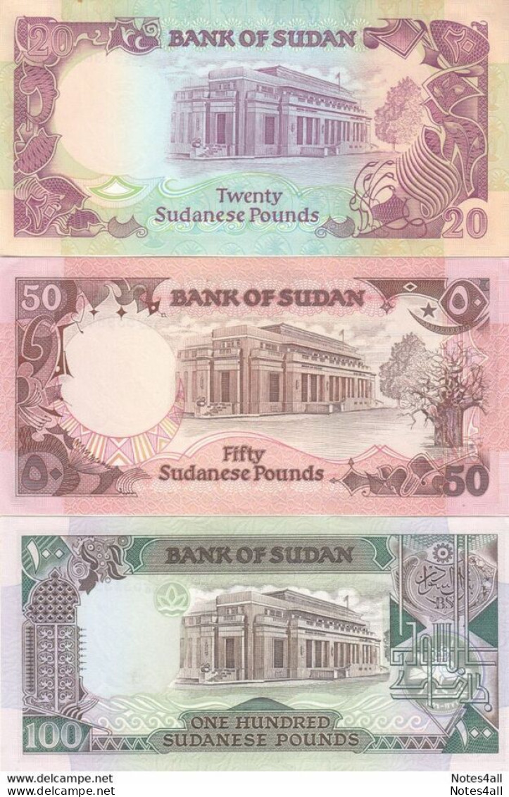 SUDAN 25 50 PT 1 5 10 20 50 100 POUNDS 1987 1991 P37 38 39 40 41 47 48 UNC SET 2 - Soedan