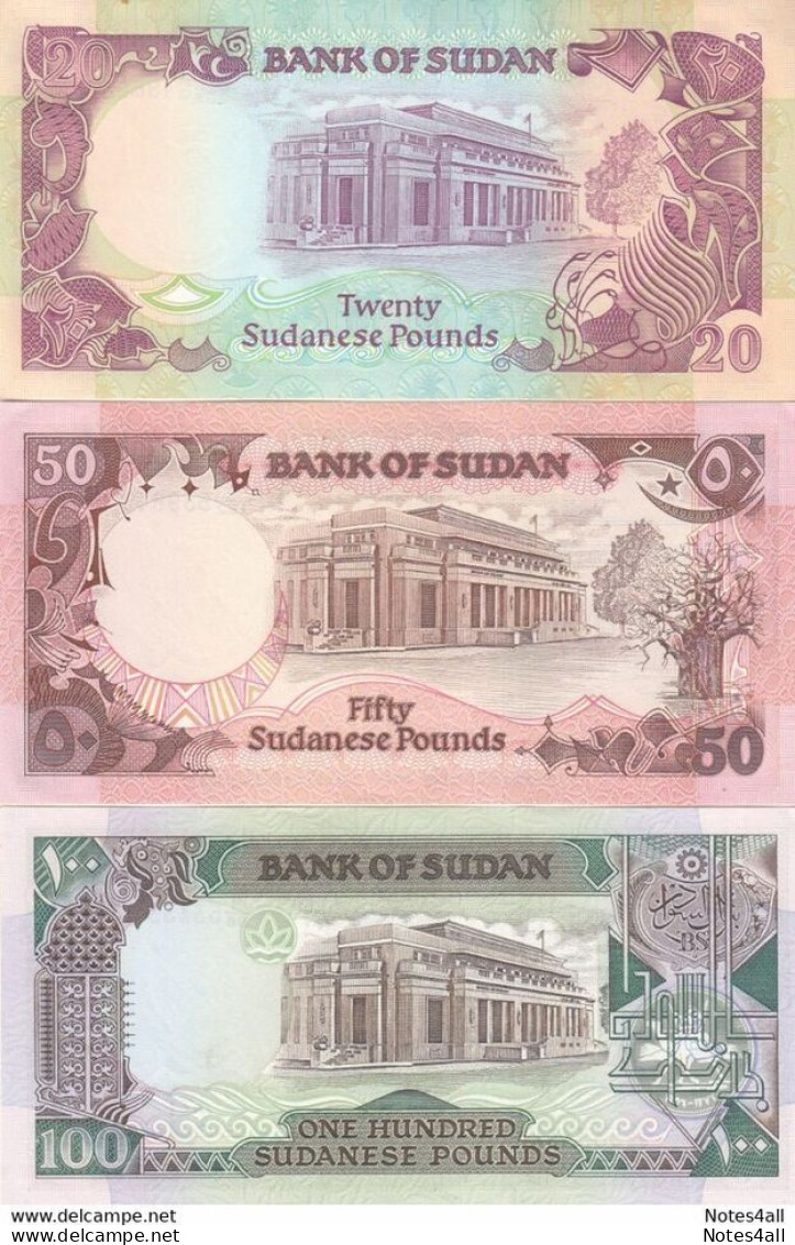 SUDAN 25 50 PT 1 5 10 20 50 100 POUNDS 1987 1991 P37 38 39 40 41 47 48 UNC SET 2 - Sudan