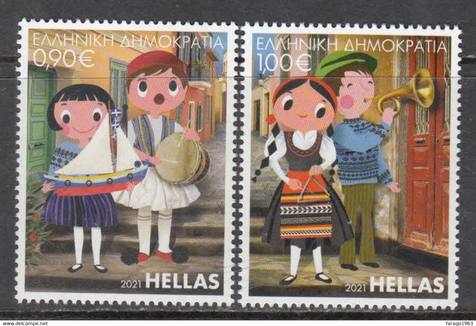2021 Greece Christmas Noel Navidad  Complete Set Of 2 MNH @ BELOW FACE VALUE - Unused Stamps