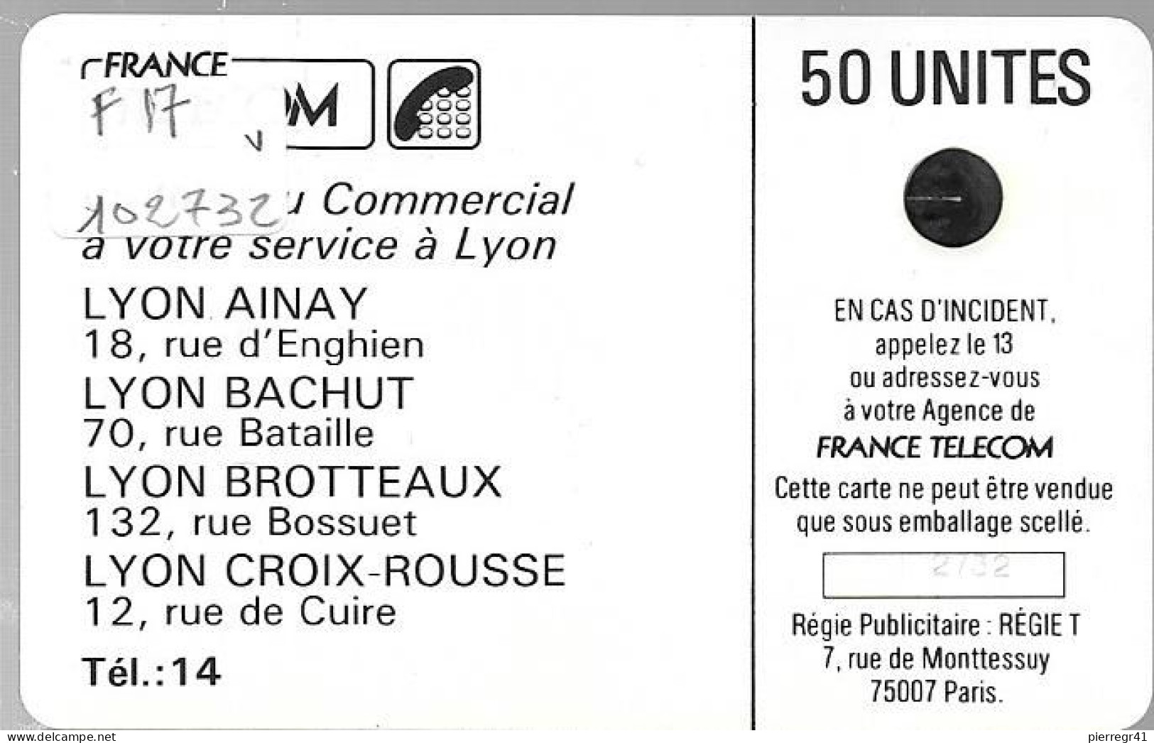 CARTE-PUBLIC-F17-50U-SC3-6/1988-LYON-FETE Sans FRONTIERE-N°-V°-Serie 6 Pe102732-Utilisé-TBE-LUXE - 1988