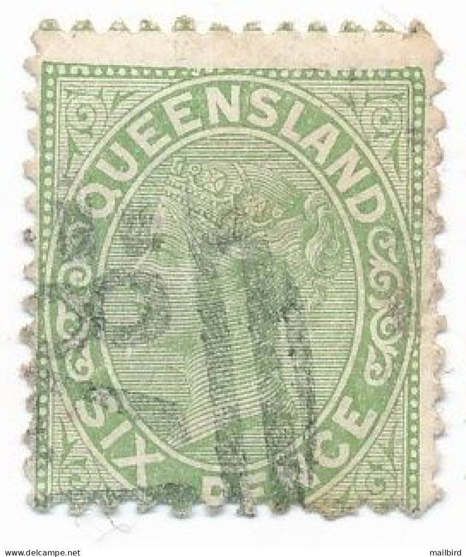 Queensland SIX PENCE - Green - Used Stamps