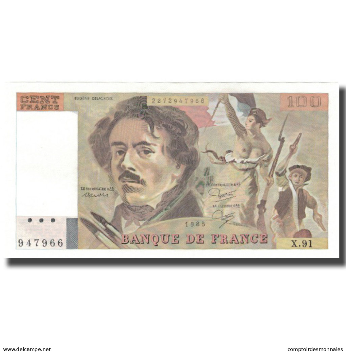 France, 100 Francs, Delacroix, 1985, SUP, Fayette:69.9, KM:154b - 100 F 1978-1995 ''Delacroix''