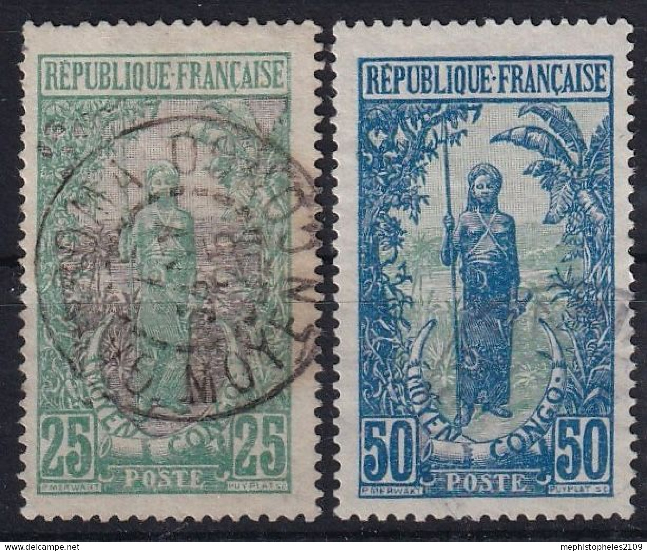 CONGO FRANCAIS 1922 - Canceled - YT 69, 71 - Used Stamps