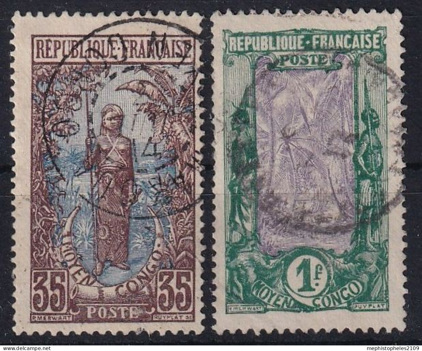 CONGO FRANCAIS 1907-17 - Canceled - YT 57, 62 - Usados