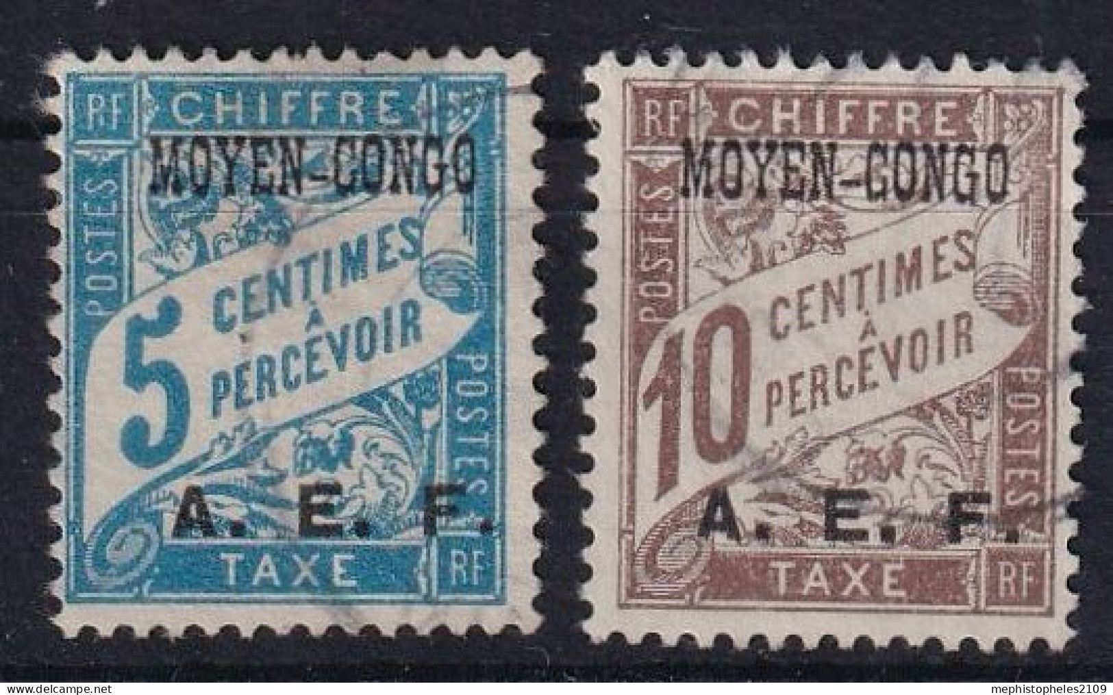 CONGO FRANCAIS 1928 - Canceled - YT 1, 2 - Timbres Taxe - Gebruikt