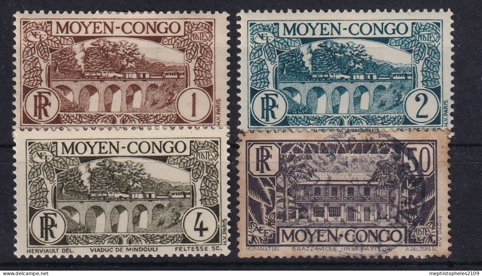 CONGO FRANCAIS 1933 - MLH/canceled - YT 113-115, 124102 - Oblitérés