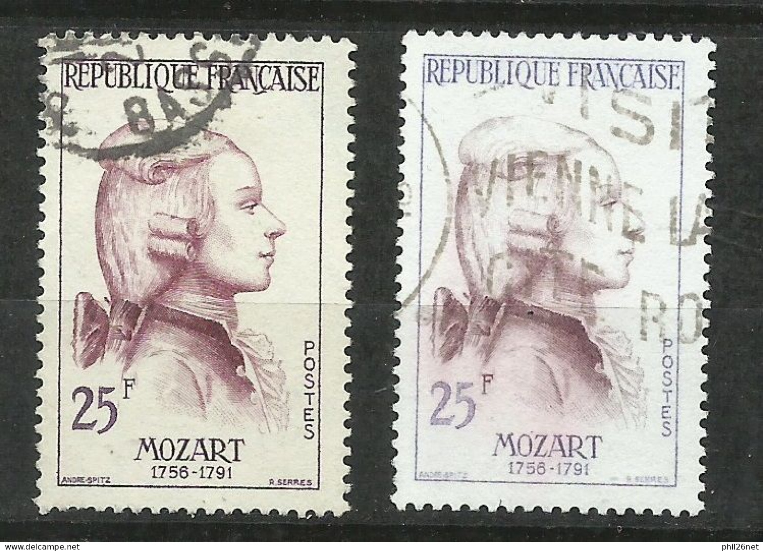 France  N° 1137   Mozart  Brun Noir   Oblitéré   B/TB Le  Timbre Type Sur Les Scans Pour Comparer Soldé ! ! ! - Used Stamps