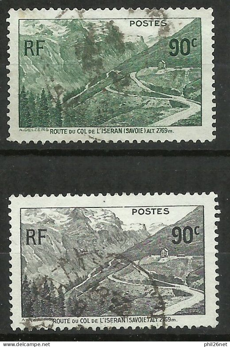 France  N° 358 Col De L'Iseran   Gris Vert   Oblitéré  B/TB   Timbre Type Sur Les Scans Pour Comparer Soldé ! ! ! - Gebraucht