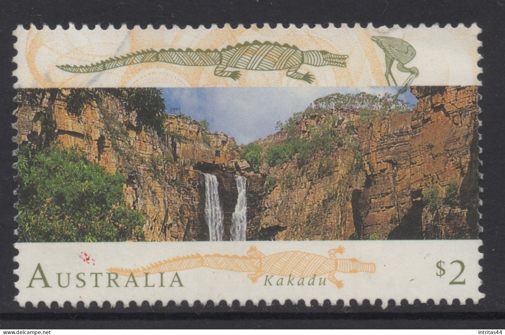 AUSTRALIA 1993 WORLD HERITAGE SITES (1st SERIES) " $2.00 WATERFALL, KAKADU "STAMP VFU. - Gebraucht