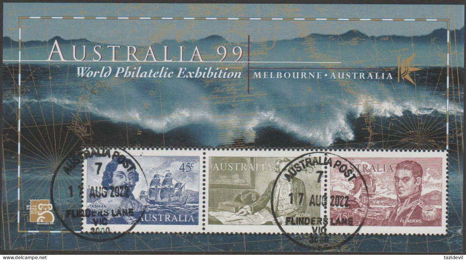 AUSTRALIA - USED 1999 $1.35 Stamp Show '99 Navigator Souvenir Sheet - Gebraucht