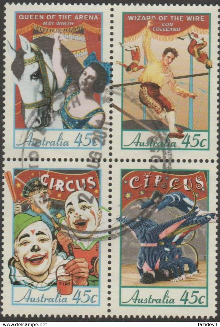 AUSTRALIA - USED 1997 $1.80 Circus Block Of Four - Used Stamps