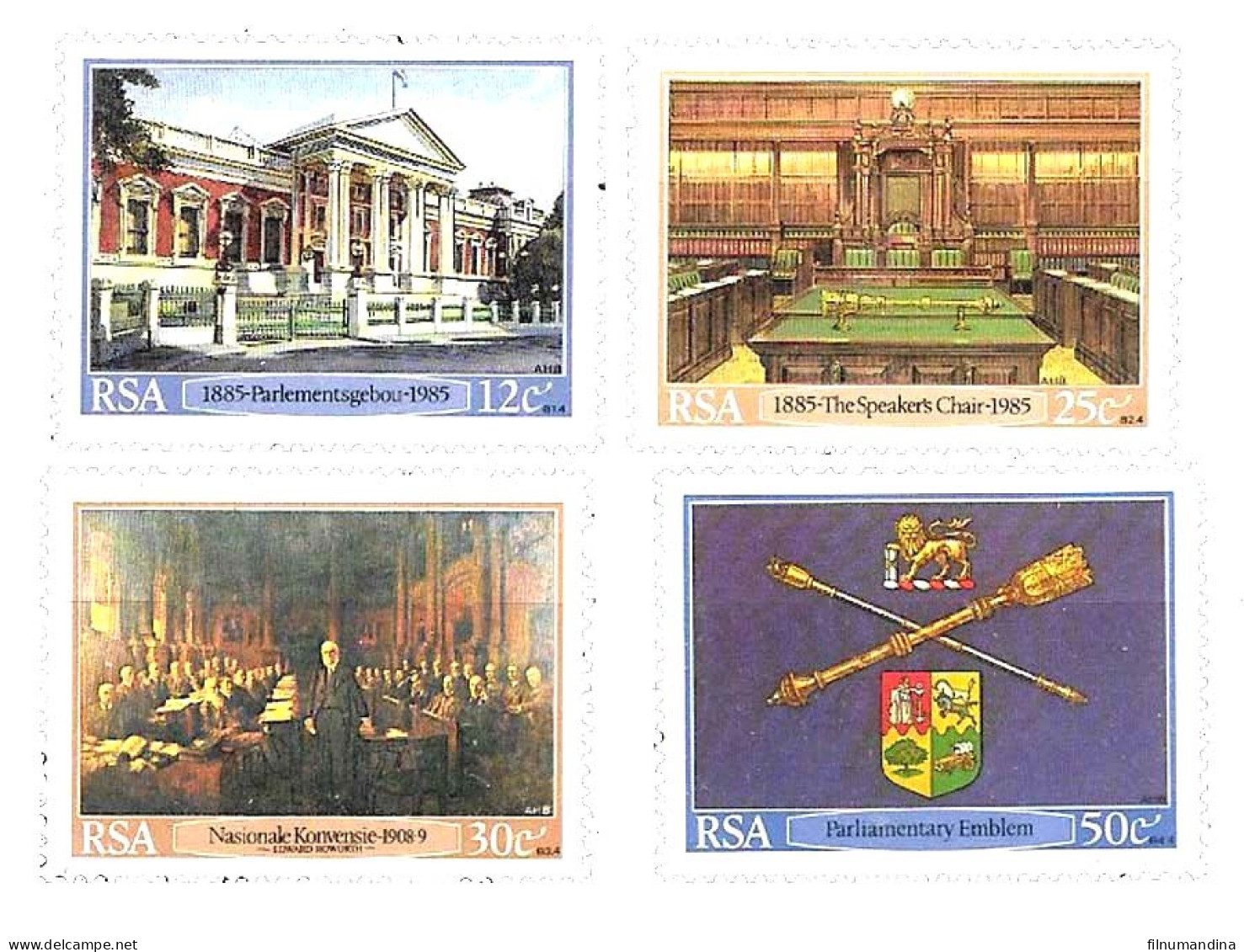 #60003 SOUTH AFRICA 1985  PARLAMENT BUILDING COATS YV 584-7 MNH - Unused Stamps