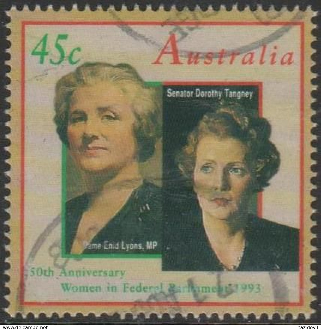 AUSTRALIA - USED 1993 45c Inter-Parliamentary Conference And 50th Anniversary Of Women In Parliament - Dame Enid Lyons - Usados