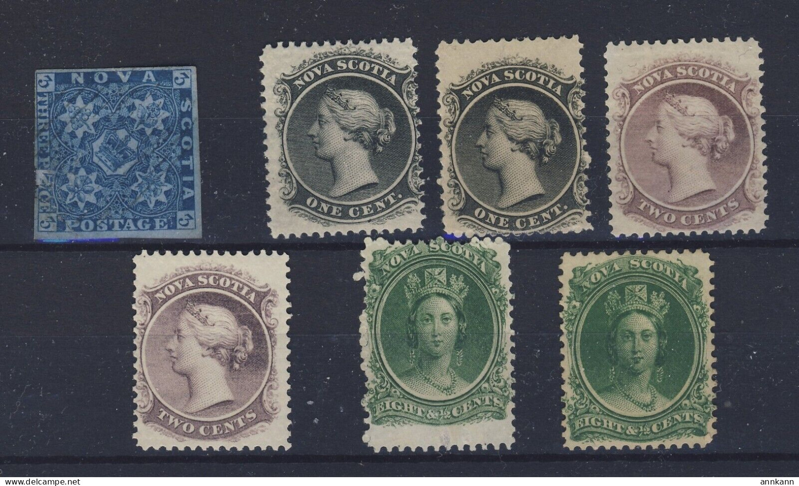 Canada Nova Scotia 7x Nova Scotia #7-3c, 8 - 8a - 9 - 9a - 11 - 11i - Unused Stamps