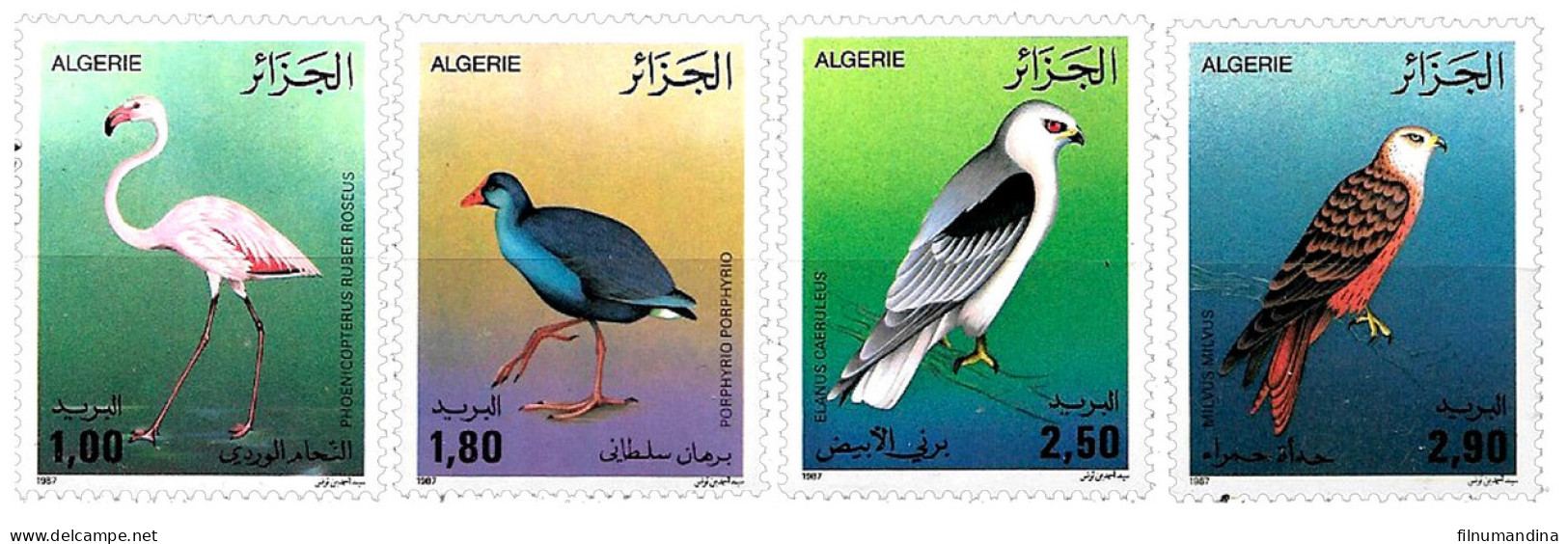 #60013 ALGERIA 1987 FAUNA BIRDS YV 905-8 MNH - Flamencos