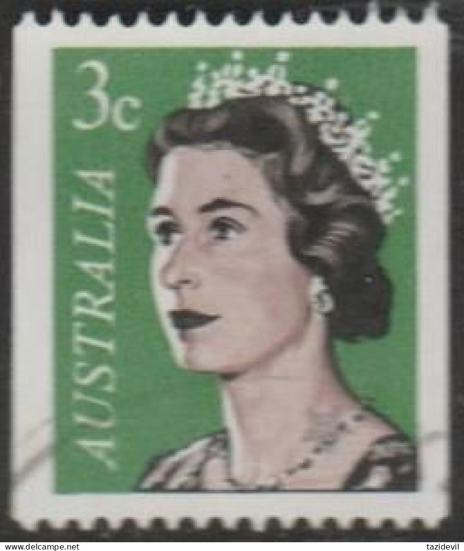 AUSTRALIA - USED 1966 3c Green Queen Elizabeth II Vending Machine Coil Stamp - Used Stamps