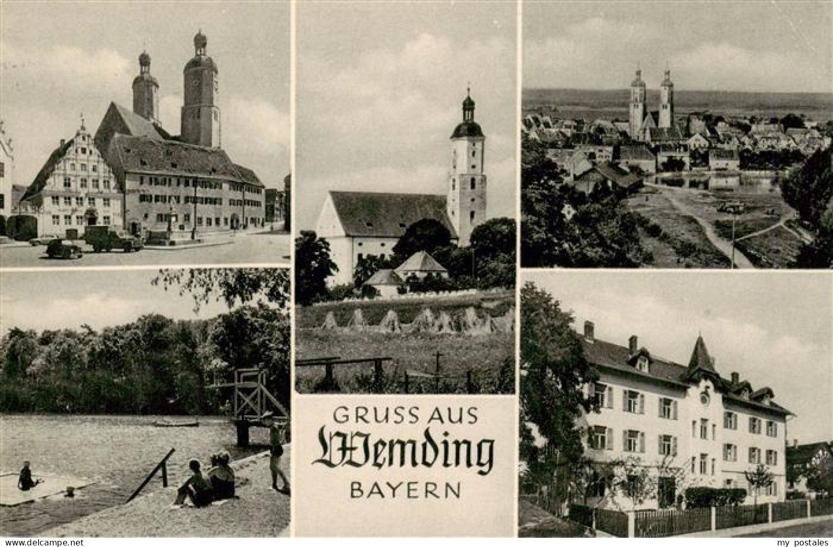 73952225 Wemding_Bayern Rathaus Kirchen Panorama Seepartie - Wemding