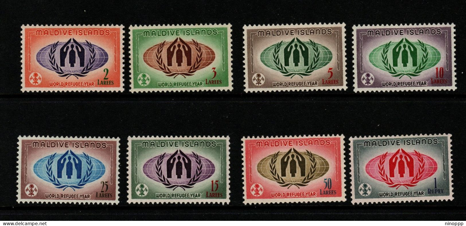 Maldives Cat 61-68 1960  World Refugee Year, Mint Never Hinged - Maldive (...-1965)