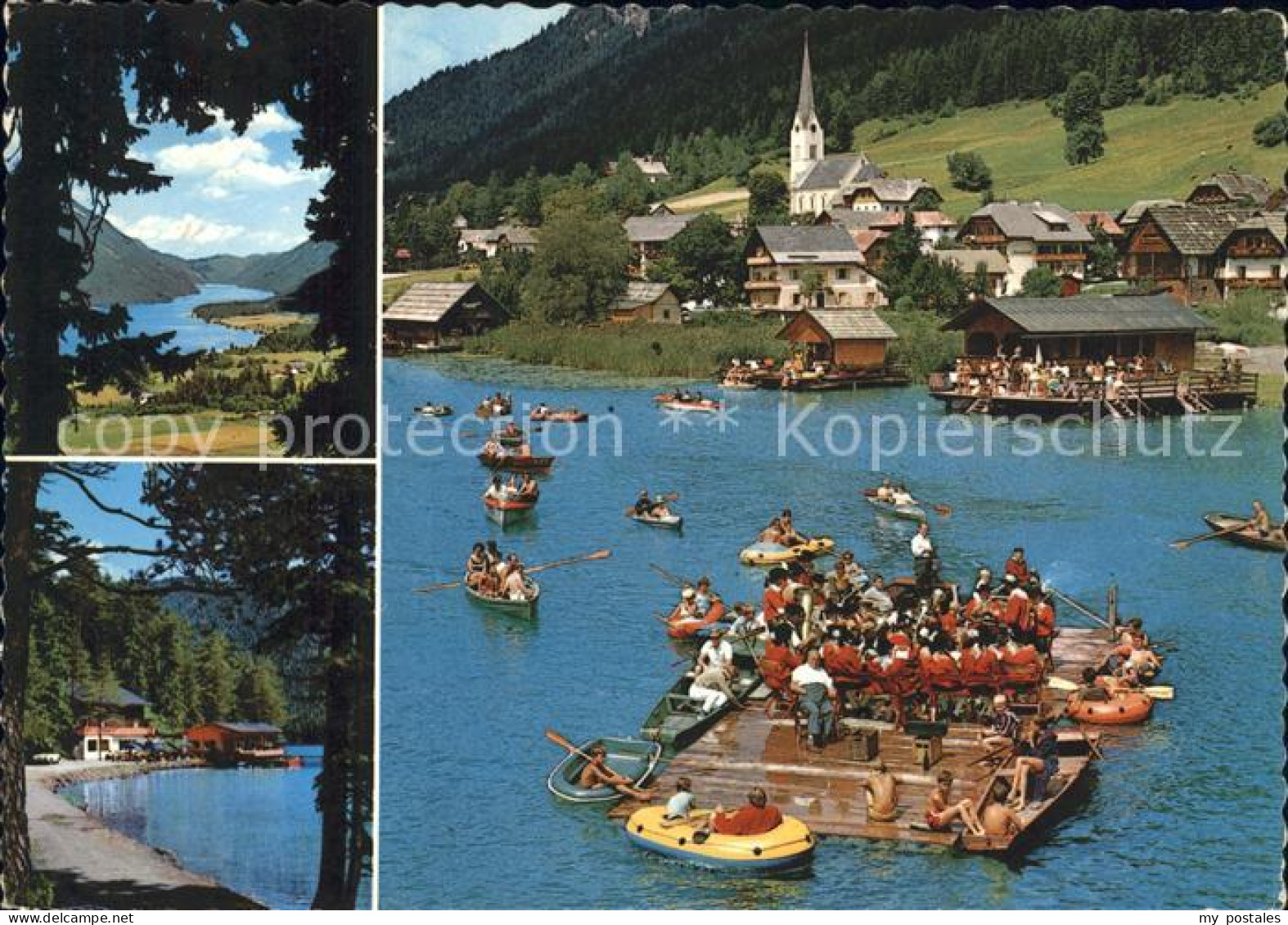 71975434 Weissensee Kaernten Faehre Boote Kirche Weissensee Kaernten - Weissensee