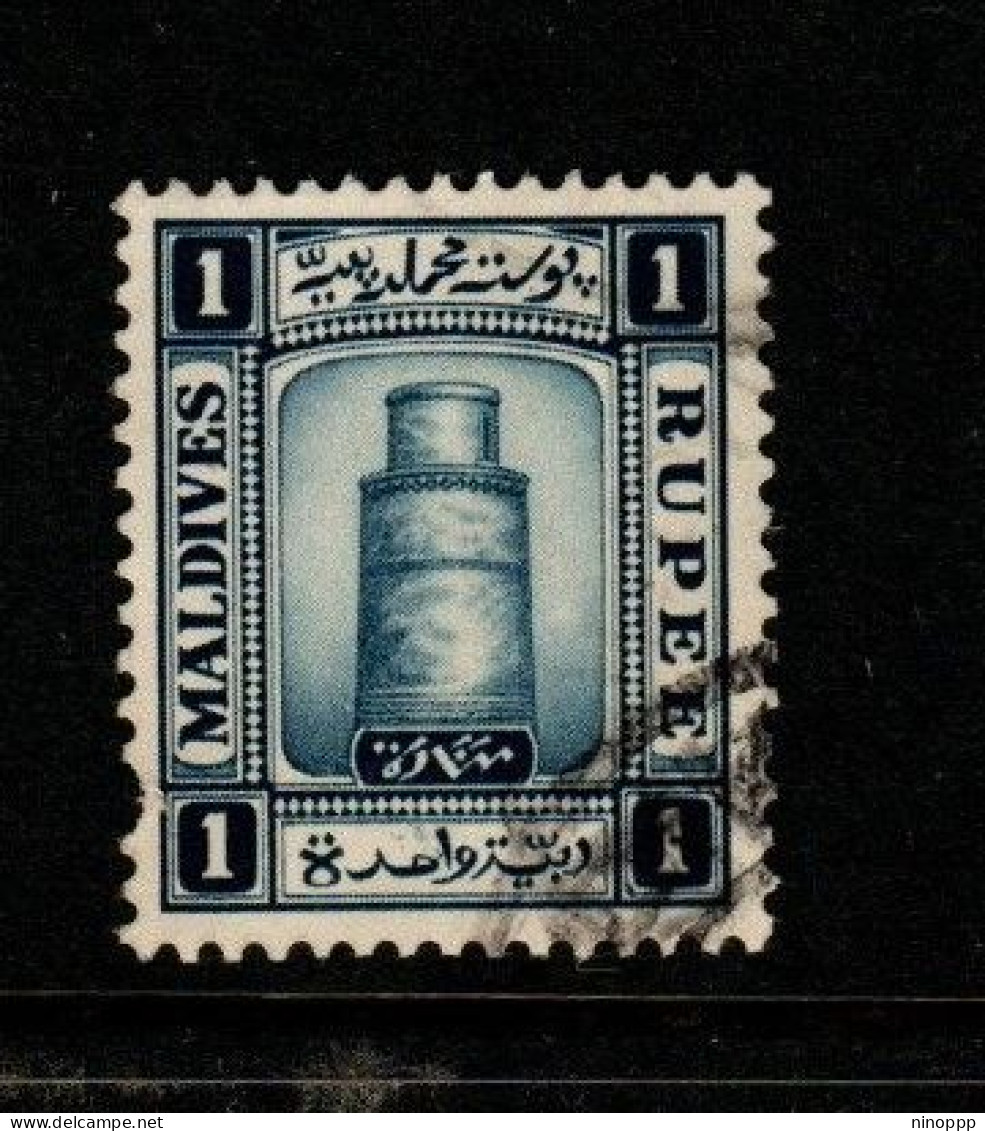 Maldives Cat 19 1933 Minirat Juma Mosque  1R Dark Blue,used - Malediven (...-1965)