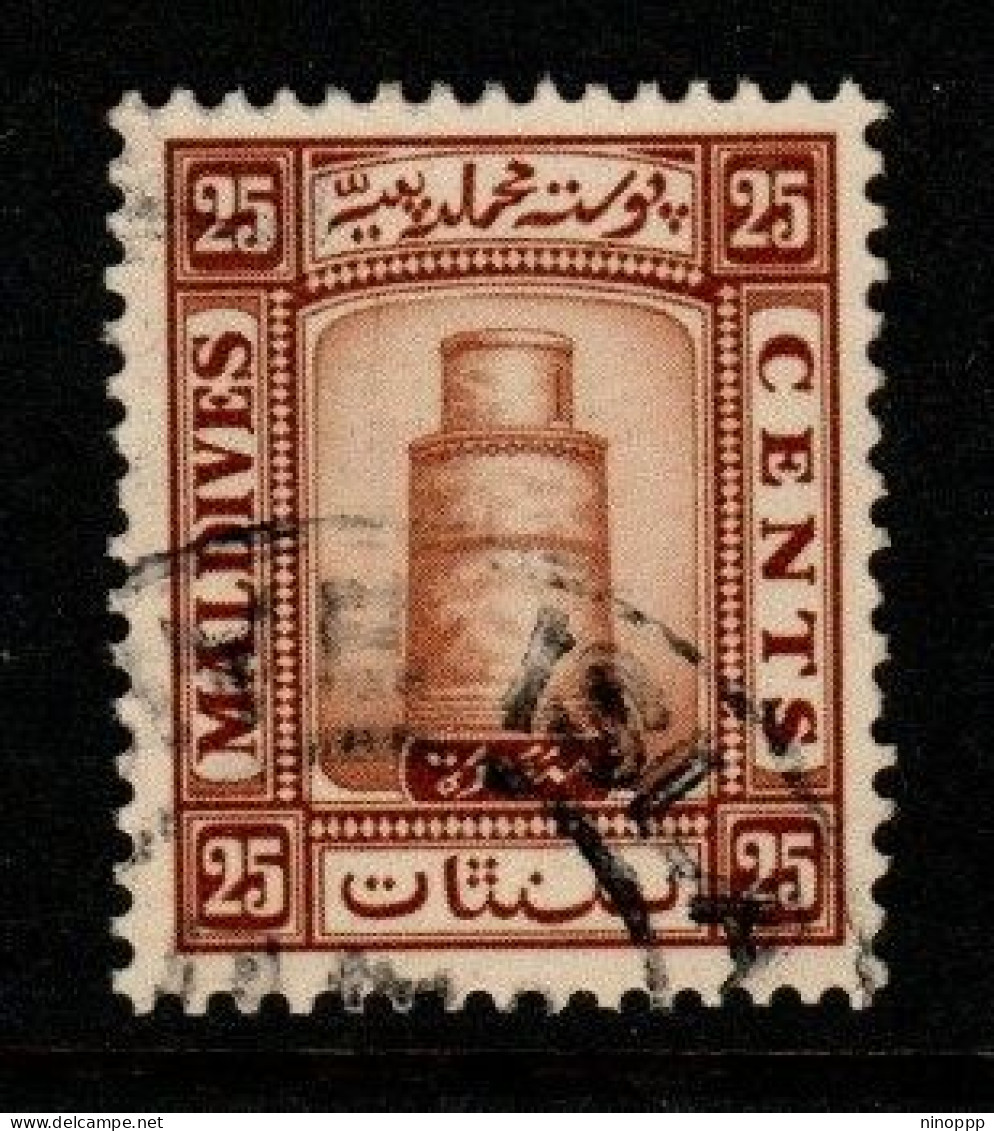 Maldives Cat 17 1933 Minirat Juma Mosque 25c Reddish Brown,used - Maldive (...-1965)