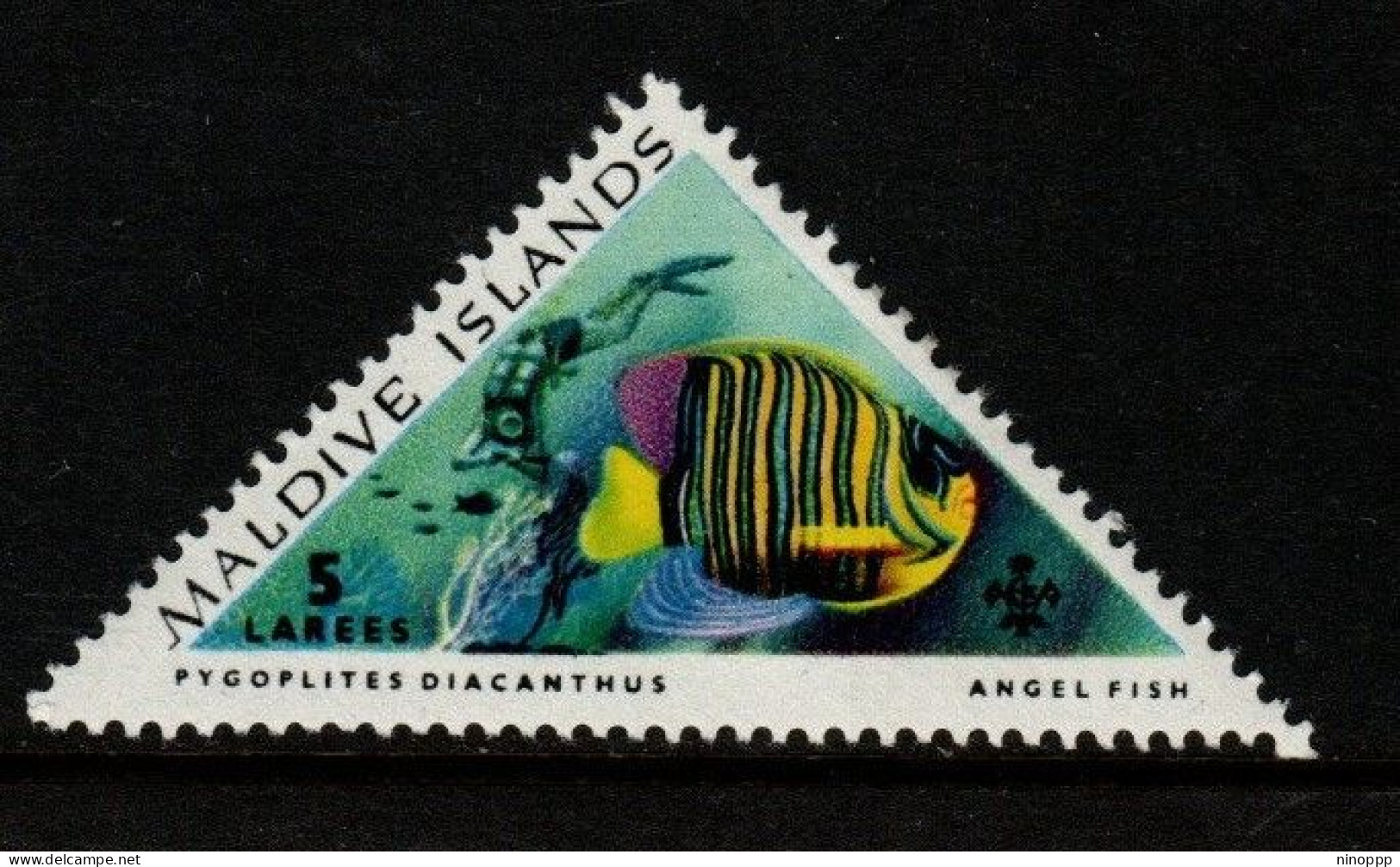 Maldives Cat 111 1963 Tropical Fish 5l Pygoplites Diacanthus, Mint Hinged - Maldiven (...-1965)