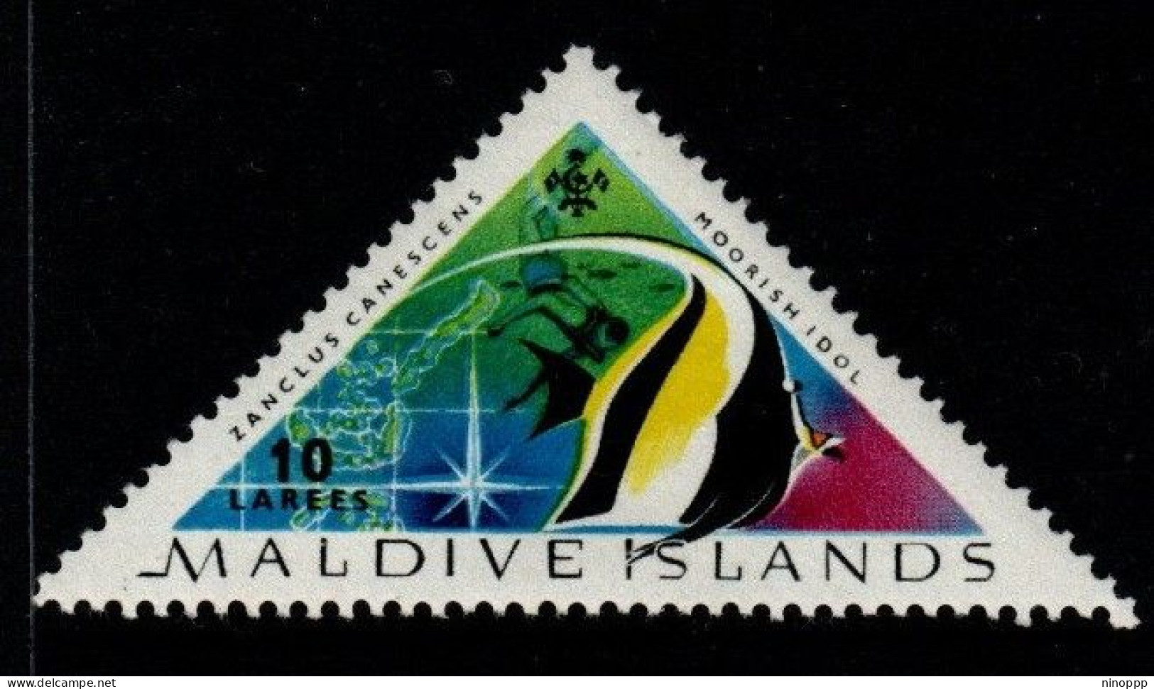 Maldives Cat 112 1963 Tropical Fish 10l  Zanclus Canescens, Mint Hinged - Malediven (...-1965)