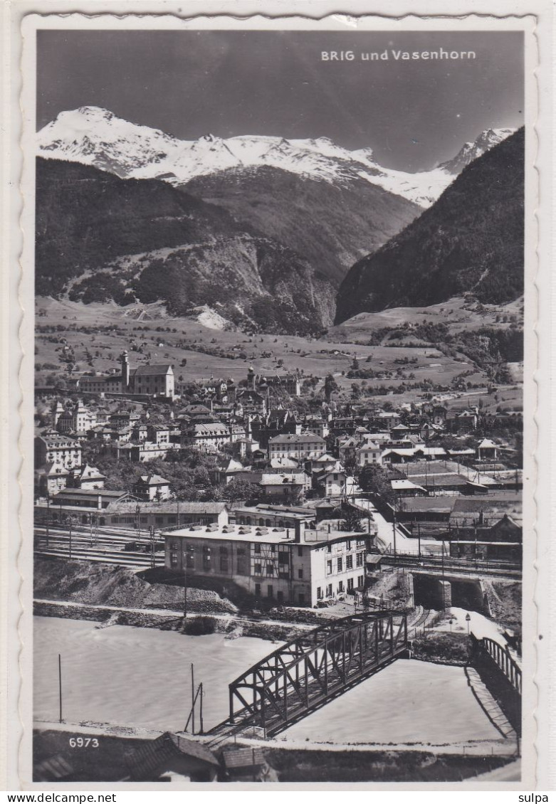 Brig Und Vasenhorn. Eisenbrücke, Bahngeleise. Fotokarte 9 X 14 - Brigue-Glis 