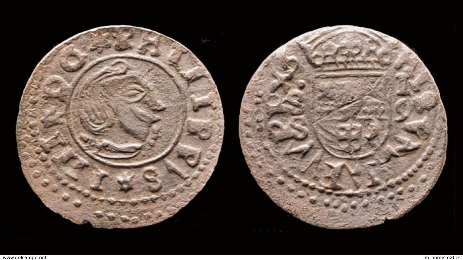 Spain Philip IV 16 Maravedis - Imitating Sevilla- Rare! - Provincial Currencies
