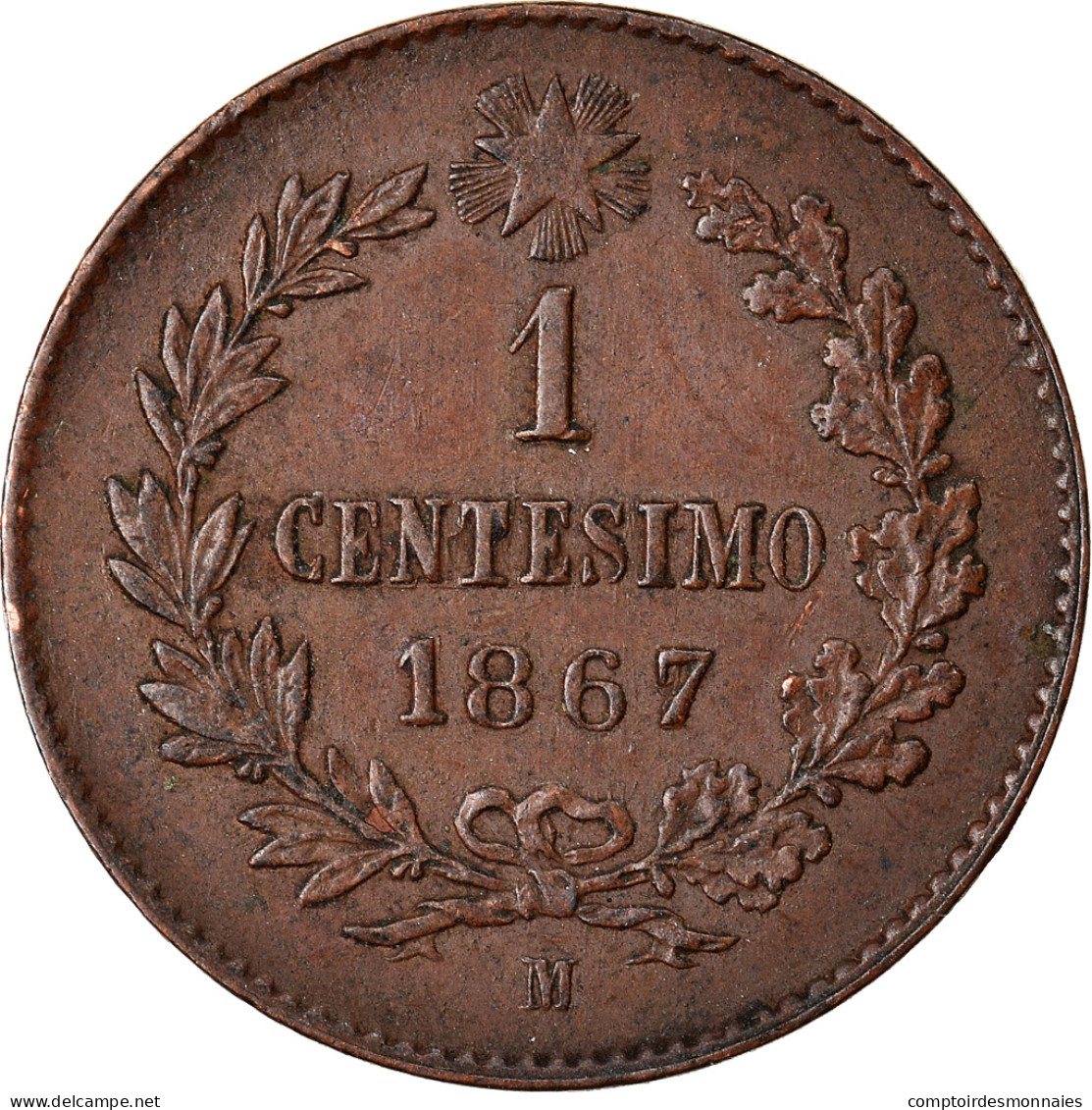 Monnaie, Italie, Vittorio Emanuele II, Centesimo, 1867, Milan, TTB+, Cuivre - 1861-1878 : Victor Emmanuel II