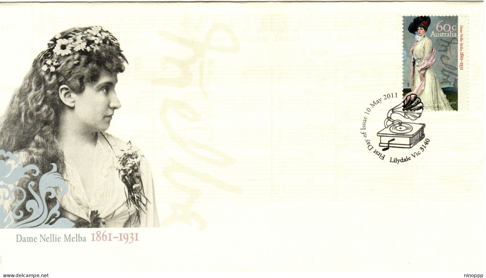 Australia 2011 Dame Nellie Melba,FDI - Postmark Collection