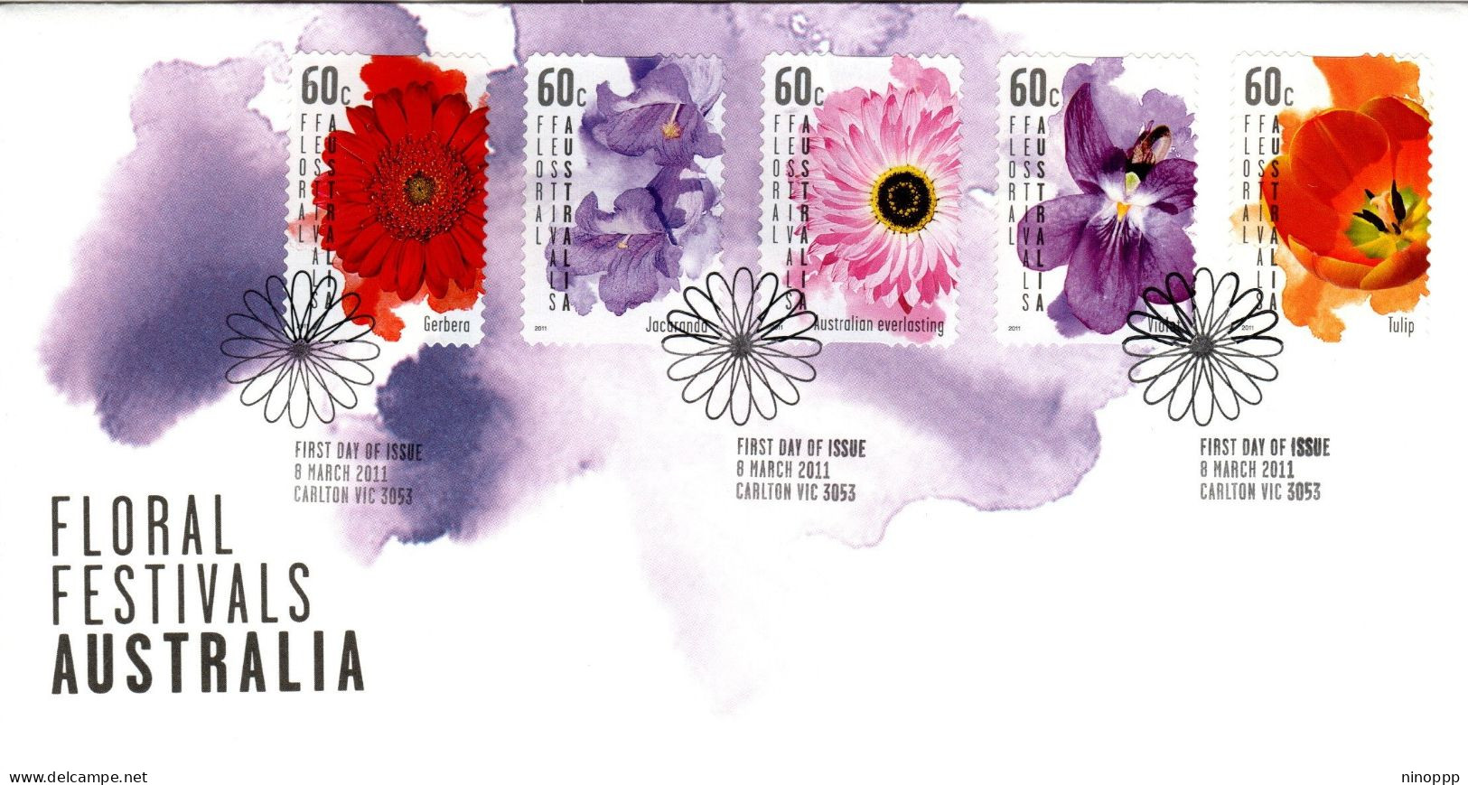 Australia 2011 Floral Festival Self-adhesive,FDI - Postmark Collection