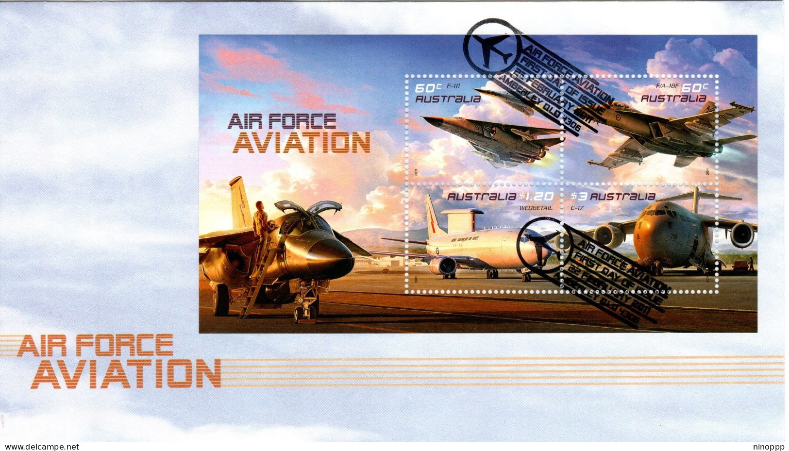 Australia 2011 Air Force Aviation, Miniature Sheet ,FDI - Bolli E Annullamenti