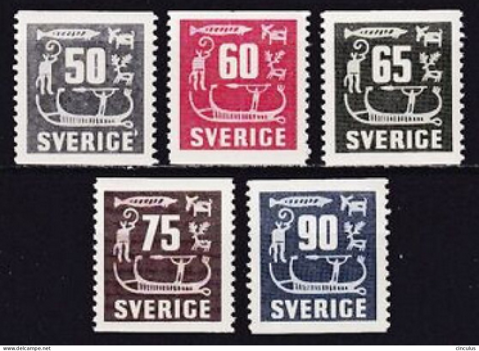 1954. Sweden. Rock Carvings. Unused. Mi. Nr. 396-400 - Ungebraucht