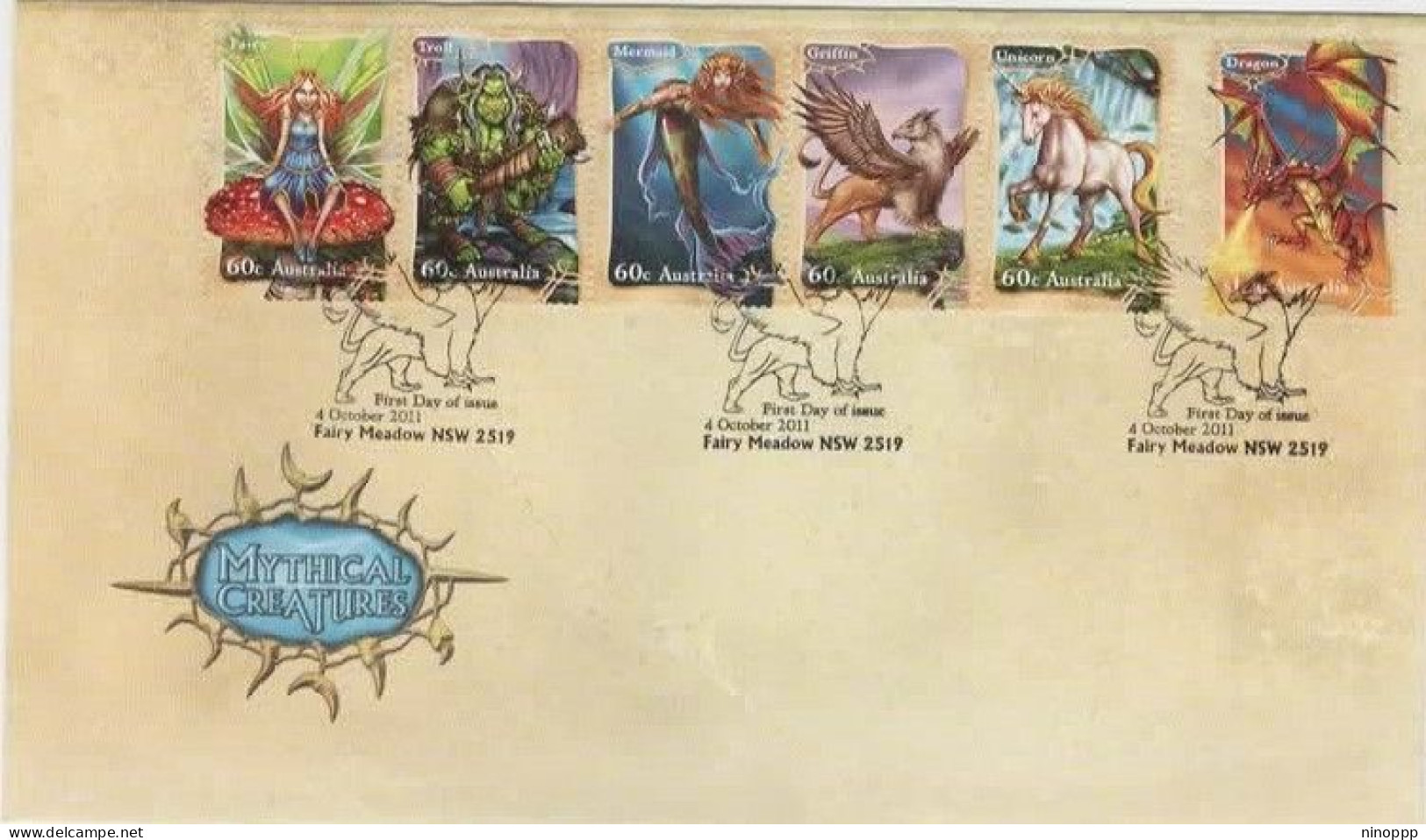 Australia 2011 Mythical Creatures  FDC - Postmark Collection